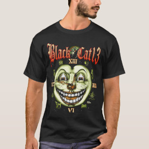 Black Cat 13 Clock Halloween T-Shirt