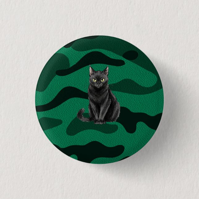 Black Cat 3 Cm Round Badge (Front)
