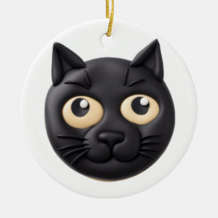Black Cat 3D Inspired Ceramic Tree Decoration