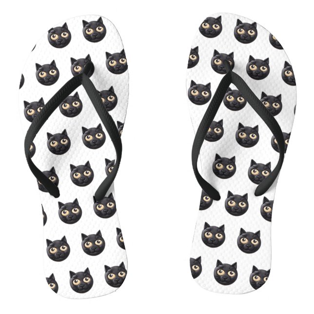 Black Cat 3D Inspired Flip Flops (Footbed)