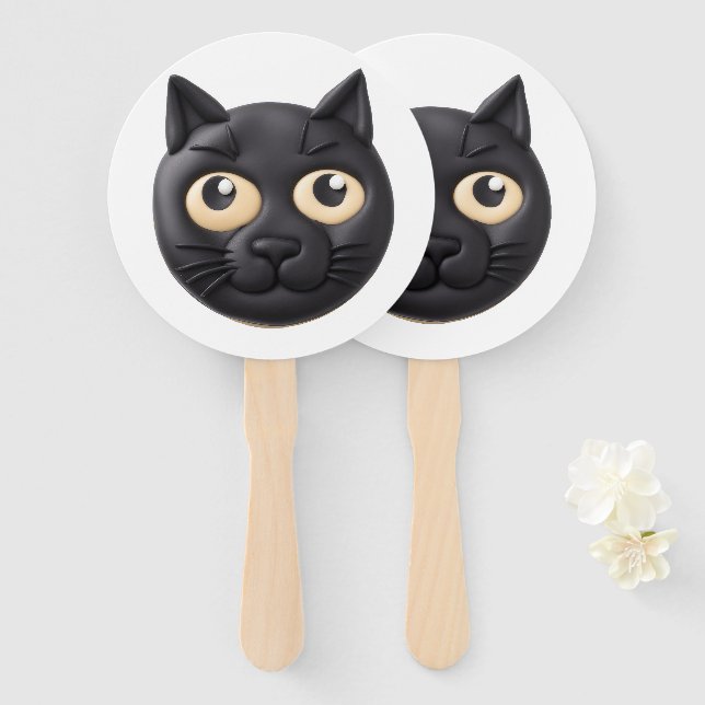 Black Cat 3D Inspired Hand Fan (Front and Back)