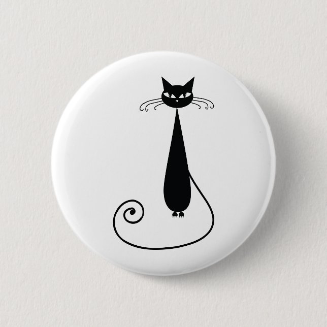 Black Cat 6 Cm Round Badge (Front)