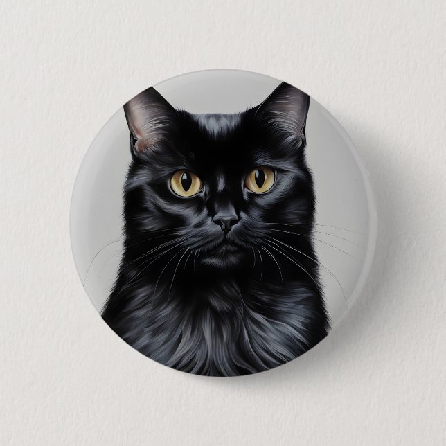 Black Cat 6 Cm Round Badge (Front)