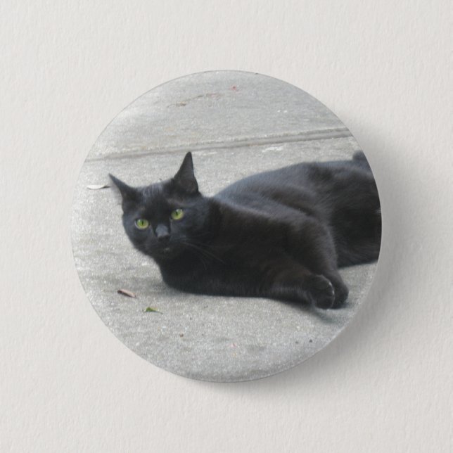 Black  Cat 6 Cm Round Badge (Front)
