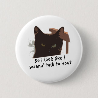 black cat 6 cm round badge