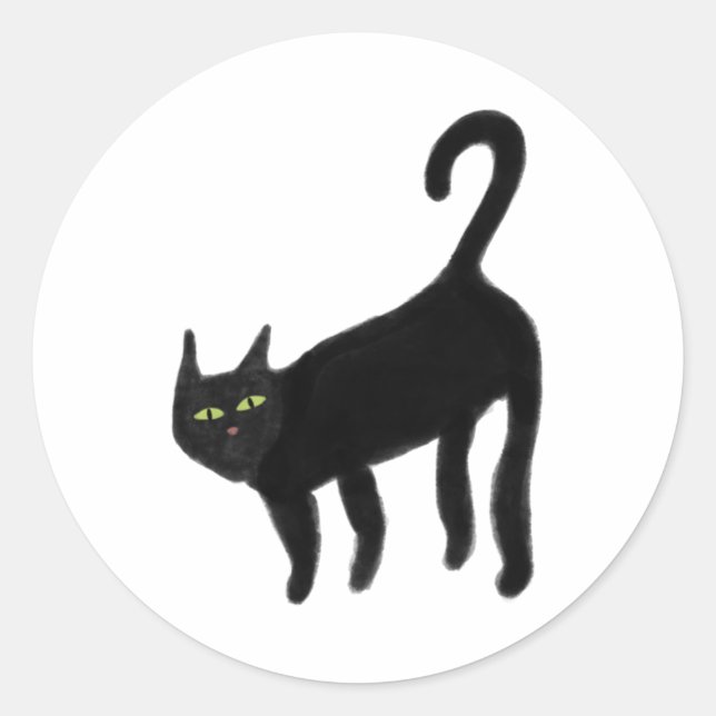 black cat  9 classic round sticker (Front)