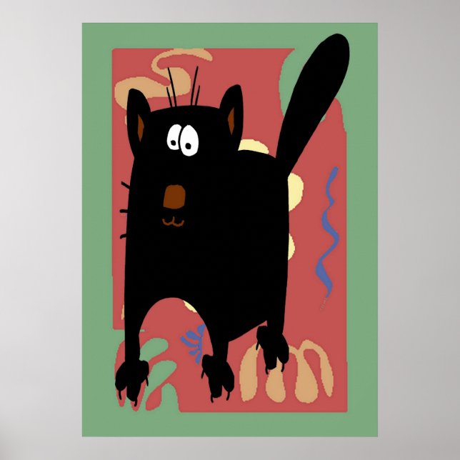 Black Cat Abstract Poster (Front)