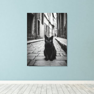 Black Cat Alley Canvas Wall Art