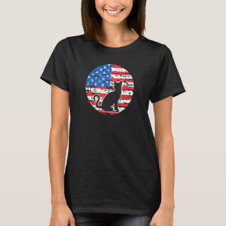 Black Cat American Feline Usa Flag Colours 4th Of  T-Shirt