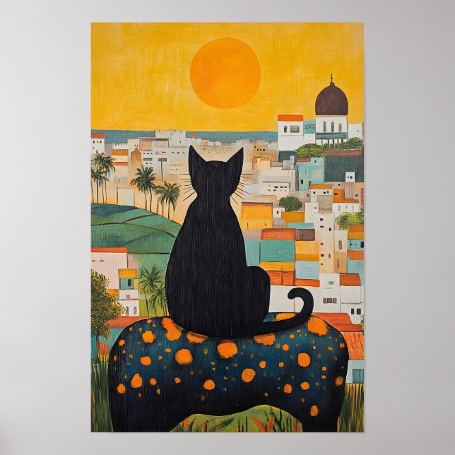 Black Cat and Beatiful City  Poster (Front)