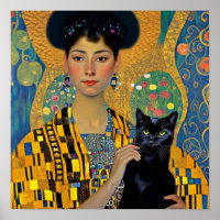 Black Cat and Beautiful Woman