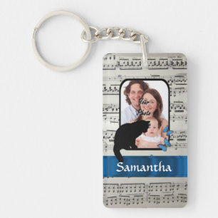 Black cat and butterflies key ring