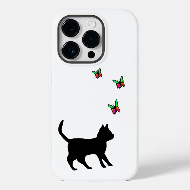 Black Cat and Butterfly Case-Mate iPhone Case (Back)