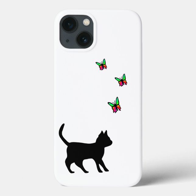 Black Cat and Butterfly Case-Mate iPhone Case (Back)