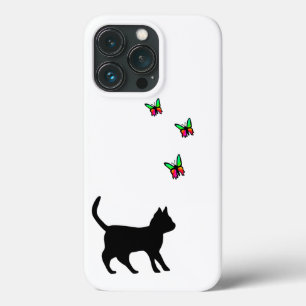 Black Cat and Butterfly iPhone 13 Pro Case