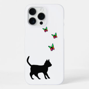 Black Cat and Butterfly iPhone 16 Pro Max Case