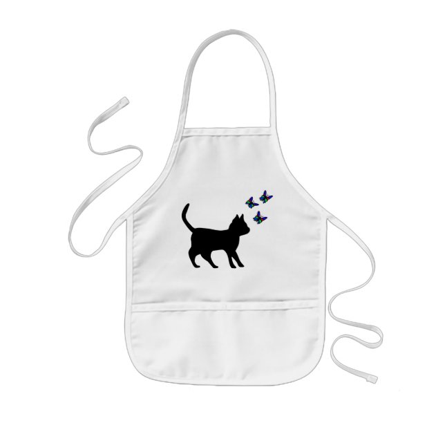 Black Cat and Butterfly Kids Apron (Front)