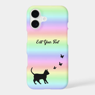 Black Cat and Butterfly on Rainbow