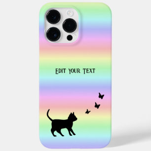 Black Cat and Butterfly on Rainbow Case-Mate iPhone 14 Pro Max Case
