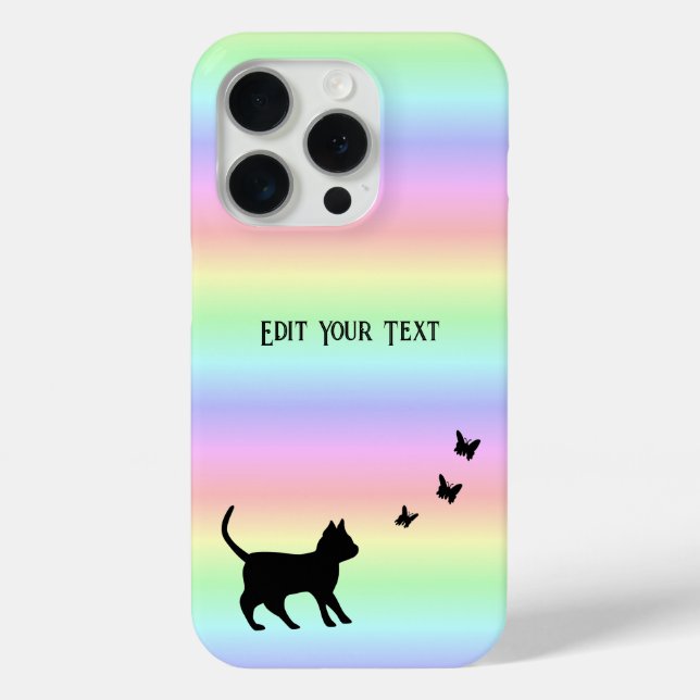 Black Cat and Butterfly on Rainbow Case-Mate iPhone Case (Back)