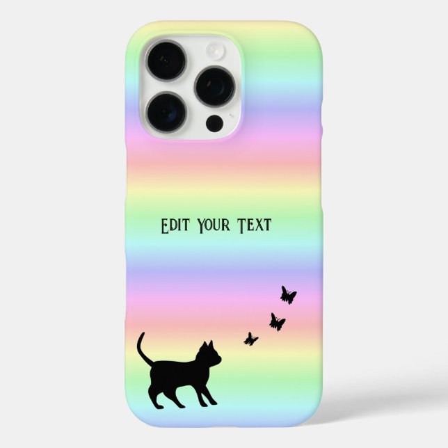 Black Cat and Butterfly on Rainbow Case-Mate iPhone Case (Back)