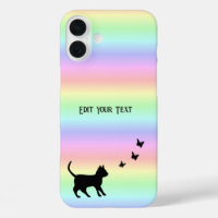 Black Cat and Butterfly on Rainbow