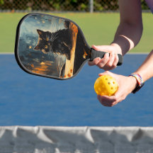 Black Cat and Cafe at Night