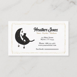 Black cat and celestial moon business card