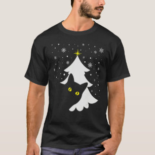 Black Cat and Christmas Tree   Cat Xmas   T-Shirt