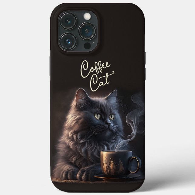 Black Cat and Coffee Case-Mate iPhone Case (Back)