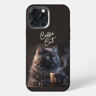 Black Cat and Coffee iPhone 13 Pro Max Case