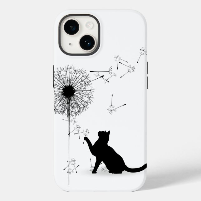 Black Cat and Dandelion Seeds Case-Mate iPhone Case (Back)