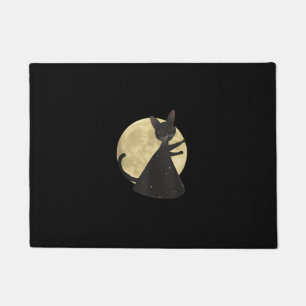Black Cat and Full Moon Halloween Night Doormat