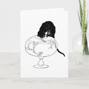 Black Cat and Goldfish, Alexandre Steinlen Card