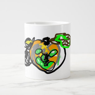 Black Cat and Jack O Lantern Latte Large Coffee Mug