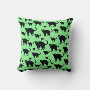 Black Cat and Kitten Pattern Art Cushion