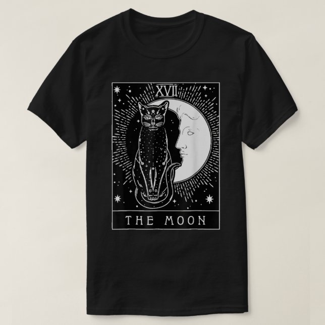 Black cat and moon tarot card T-Shirt (Design Front)
