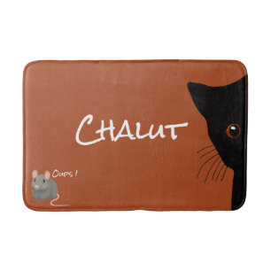 black cat and mouse bath mat