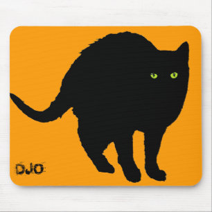 Black Cat and Orange Mouse Mat