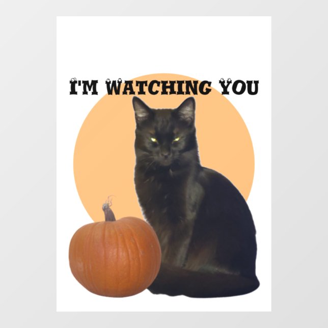 Black Cat and Orange Pumpkin | I'm Watching You  Window Cling (Sheet)