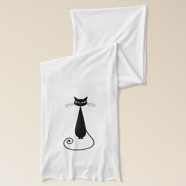 Black Cat and Pawprints Scarf (Left)