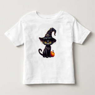 Black Cat and Pumpkin Halloween Toddler T-Shirt