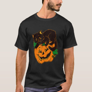 Black Cat And Pumpkin Halloween Vintage Costume Ca T-Shirt
