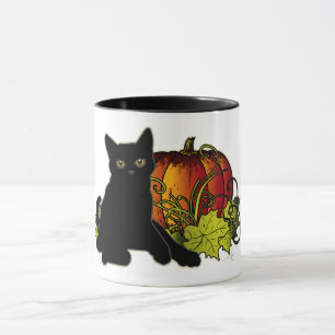 Black Cat and Pumpkin Mug
