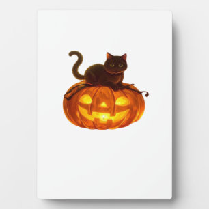 Black Cat and Pumpkin – Spooky Halloween Magic Cla Plaque
