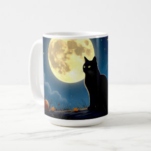 Black Cat and Pumpkins Coffee Mug