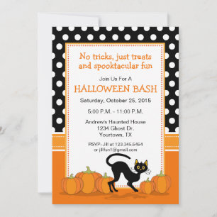 Black Cat and Pumpkins Halloween Party Invitation