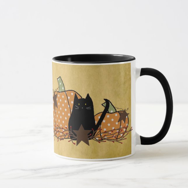 Black Cat And Pumpkins Mug (Right)
