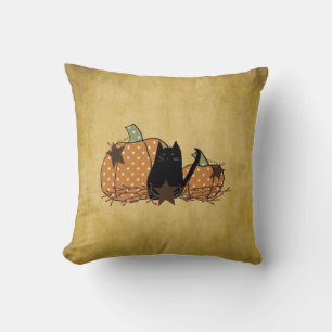 Black Cat And Pumpkins Pillow