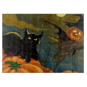 Black cat and Scarecrow Cutting Board
